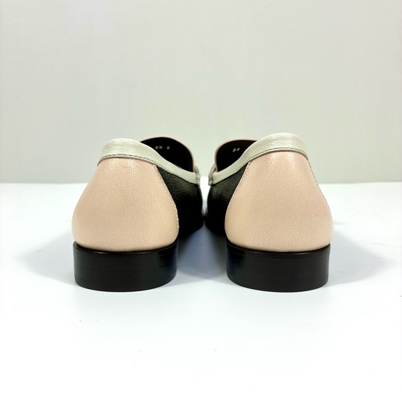 Salvatore Ferragamo Gancini Leather Colorblock Loafers 8.5 Black Pink Ivory NEW - Picture 8 of 17